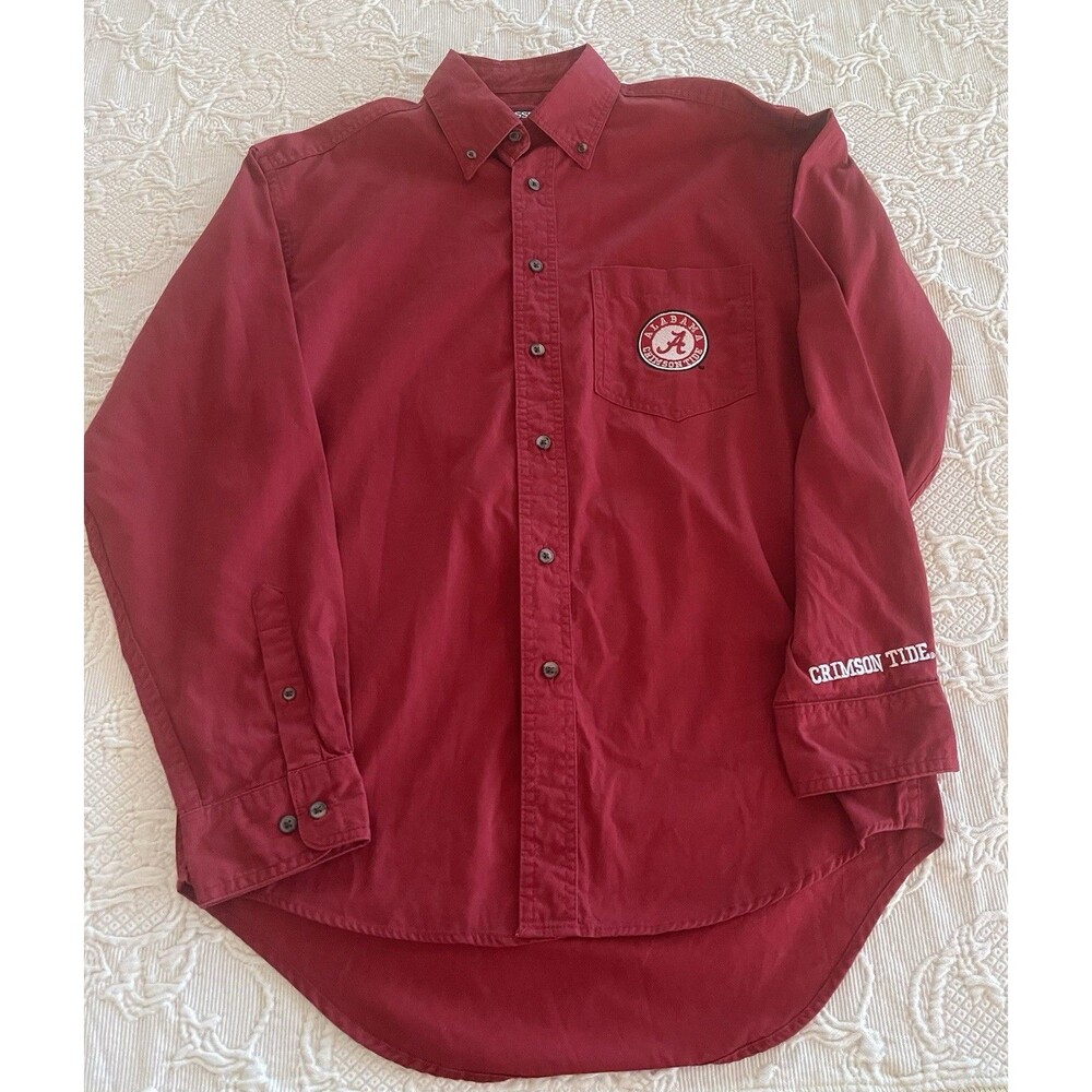 Pressbox Alabama Crimson Tide LS Button Down Shirt Embroidered Cotton Men Medium